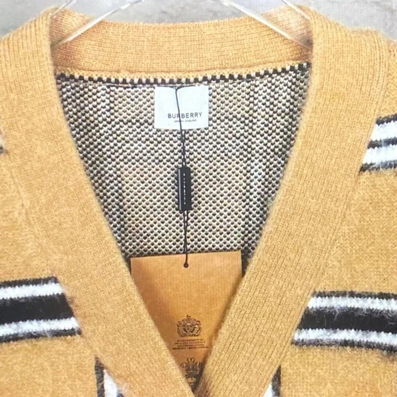 Burberry Beige and Black Checkered Cardigan